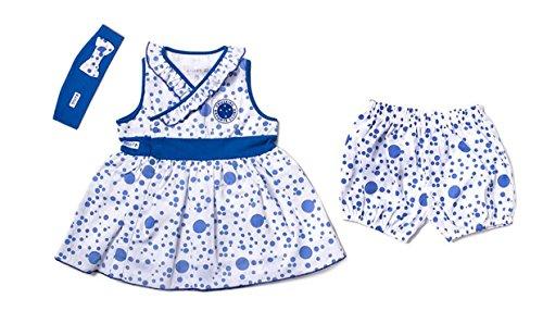 Conjunto Vestido, Tiara e Shorts de Bolinhas do Cruzeiro, Rêve D'or Sport, Bebê Menina, Branco/Azul, 1