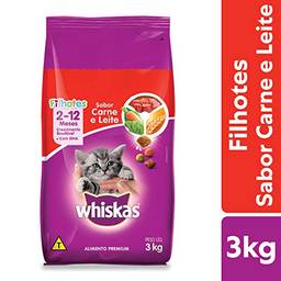 Ração Whiskas Carne e Leite Para Gatos Filhotes 3 kg