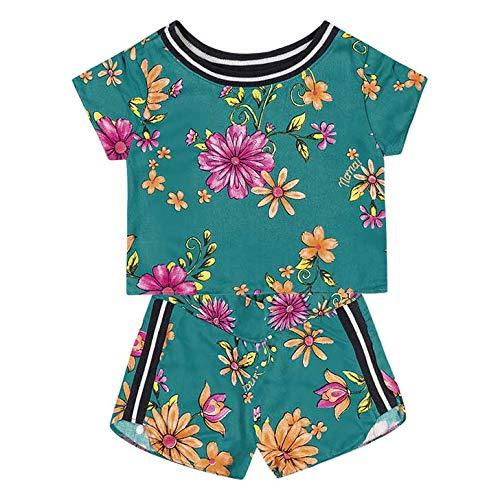 Conjunto Camiseta e Shorts Floral, Nanai, Meninas, Verde, 6