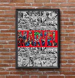 Quadro Poster Com Vidro Marvel Quadrinhos