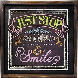 Placa Decorativa Stop And Smile em MDF - 40x40 cm