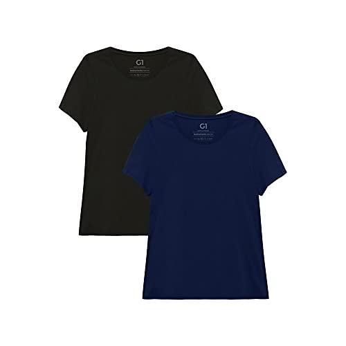 Kit 2 Camisetas basicamente. Lisa, feminino, Multicolorido, G4