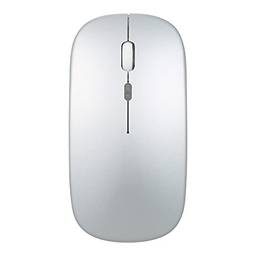 Miaoqian Mouse fino sem fio 2.4G sem ruído, 3 DPI ajustável de 7 cores, luz respiratória mouse recarregável para laptop, prata