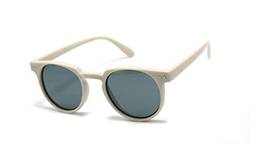 Óculos De Sol Retro Redondo Unissex Com Lentes Com Proteção Uv-400 Cor: Creme