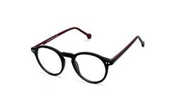Óculos Armação De Grau Retro Redondo Unissex Com Lentes Sem Grau (Preto-Vermelho)