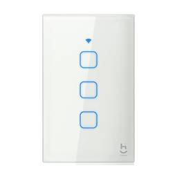 Interruptor Inteligente Wi-Fi para iluminação, 3 botões, Vidro Branco, HIINT3C, Hi By Geonav
