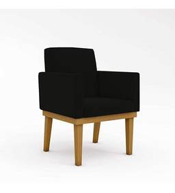 Kit 2 Poltronas Cadeira Decorativa Base Reforçada Pretas Desenho do tecido:Suede; Preto