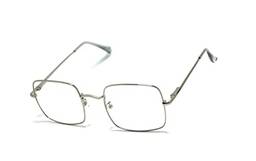 Óculos Armação Quadrado Grande Metal Feminino Masculino Com Lentes Sem Grau Ab-6815 (Prata)