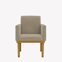 Kit 2 Cadeiras Poltronas Decorativas Com Base Reforçada Bege Desenho do tecido:Suede; Bege