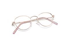 Óculos Armação De Grau Juvenil Feminino Oval Gatinho Metal Dx-041 Cor: Dourado-Rosa