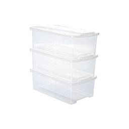 Conjunto de Caixas Organizadoras de Plástico Empilháveis, 3 Peças, 6L, Plasútil, Transparente
