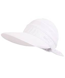 Chapéus para mulheres UPF 50+ protetor solar UV chapéu viseira de praia conversível (Branco)