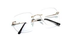 Óculos Armação De Grau Sem Aro Retangular Unissex Super Leve A-2211 Cor: Dourado
