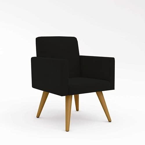 Cadeira Poltrona Decorativa - Escritório - Recepção - Preta Desenho do tecido:Suede; Preto