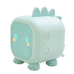 KKcare Despertador digital infantil Luzes noturnas Sleep Trainier 2 Alarmes 6 Toques Tempo Temperatura Display Controle de som Função de soneca com bateria recarregável de 1500mAh Relógio de luz para