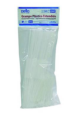 Grampo Trilho Plastico Dellofix Estendido Branco - Pacote com 50, Dello, 0299E.0010.2, Branco
