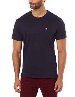 Camiseta Gola Careca, Masculino, Polo Wear, Azul escuro, G, Camiseta básica bordado