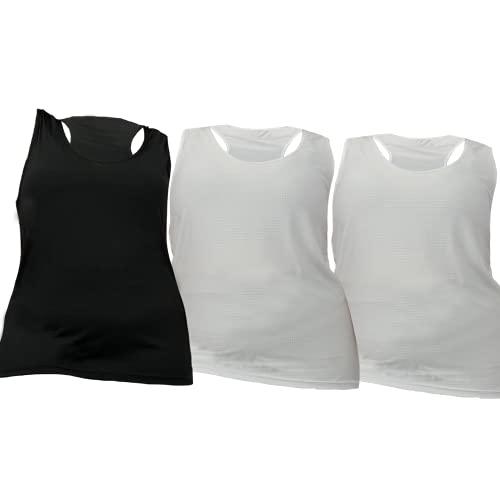 Kit 3 Regata Plus Size dry Fit academia Feminina Moda (preto-branco-branco, G1)