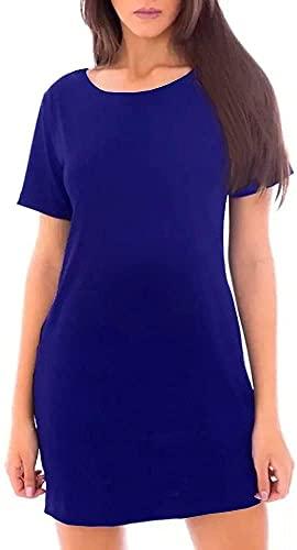 Vestido Camisetão Feminino Para Mulheres Alta Qualidade Super Estiloso – Slim Fitness Fashion – Azul Royal G