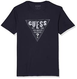 T-Shirt Triangulo Flocado, Guess, Masculino, Azul Escuro, G
