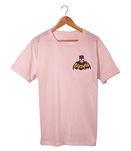 Camiseta Masculina Algodão Estampa Bartman Simpsons (G, ROSA)