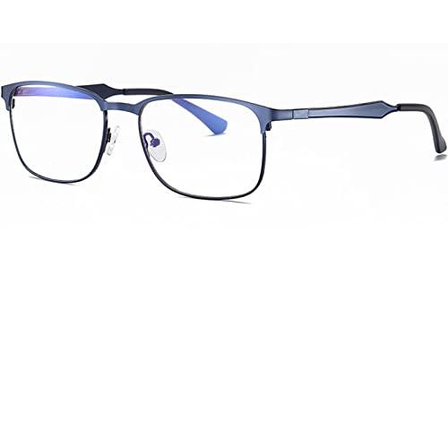 Óculos para Luz Azul Masculinos Armação de Metal Quadrado , Óculos planos, Joopin óculos de computador de Negócios ,Proteção UV e Anti-Reflexo (Azul Escuro Quadro?