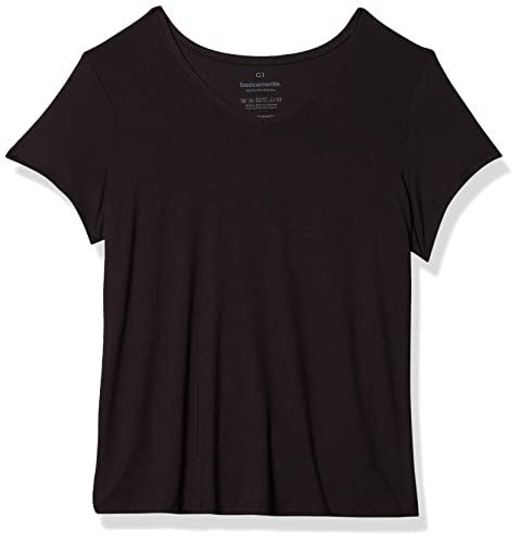 Camiseta Modal Gola V Super Feminina; basicamente; Preto G2