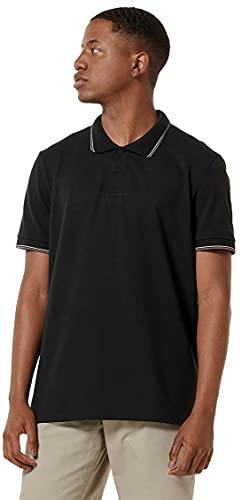 Camisa polo piquet regular listra gola e mangas, Hering, Masculino, Preto, XG