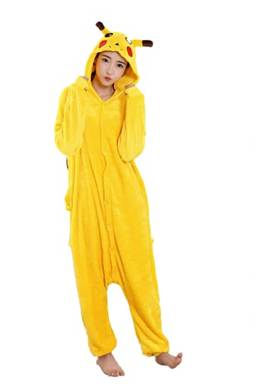 Pijama Kigurumi Amarelo com Capuz Unissex Tamanho:GG