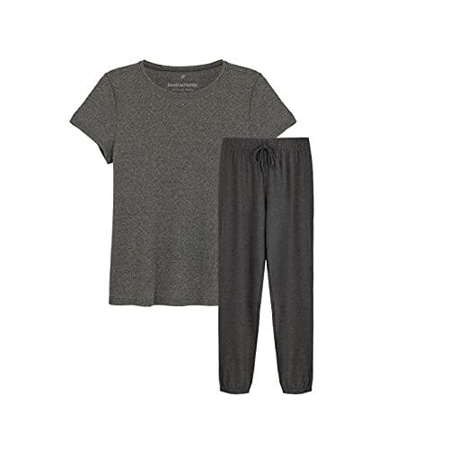 Conjunto Camiseta e Calça Loungewear Feminino; basicamente.; Mescla Escuro G