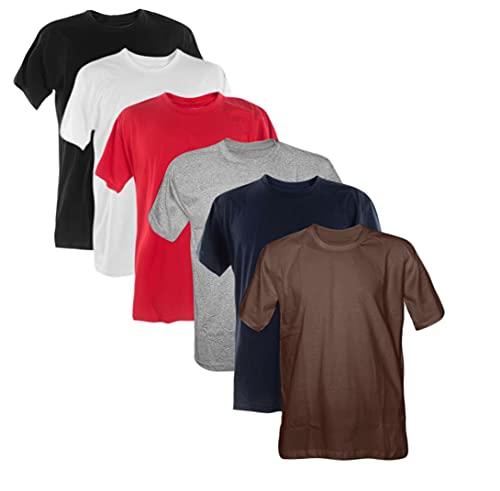 Kit 6 Camisetas 100% Algodão (Preto, Branco, Vermelho, Cinza Mescla, Azul Marinho, Marrom, P)
