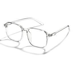 Cyxus Óculos de Luz Azul Feminino/Masculino Bloqueio de UV Oculos Anti Fadiga Ocular Lente Transparente Moldura Quadrado de Moda Quadrado (6-TR90 Moldura Transparente 8076)