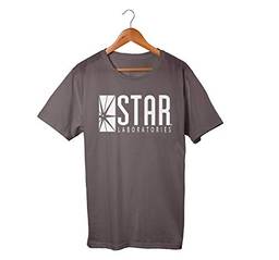 Camiseta Unissex Flash Star Labs Serie Laboratório Nerd 100% Algodão (Chumbo, GG)