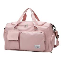 Bolsa esportiva para academia bolsa de viagem bolsa à prova d'água bolsa de viagem durante a noite com bolso molhado e bolsa de compartimentos para sapatos, rosa, Clássico