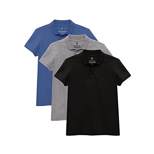 Kit 3 Camisas Polo Menino; basicamente; Azul Oceano/Mescla Claro/Preto 10