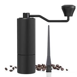 Moedor de café manual, moedor de café cônico de aço inoxidável manual, capacidade 30g moedor de café manual com configuração ajustável, despeje sobre o moedor manual de café,Black