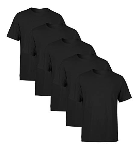 Kit 5 Camiseta Masculina Básica Lisa Camisa Algodão 30.1 (P, Preto)