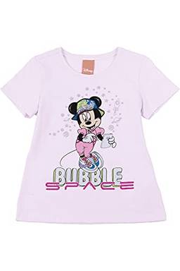 Camiseta Manga Curta, Meninas, Disney, Minnie, Lilás Claro, 10