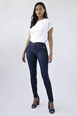 Calça jeans Feminina Versatti Skinny Lavagem Azul Escuro Monaco Tamanho 46, Cor Azul Escuro