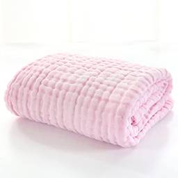 BWinka Toalhas de banho super macias de musselina de algodão para recém-nascido/crianças brancas também para cobertor de bebê (105 x 105 cm) (rosa)
