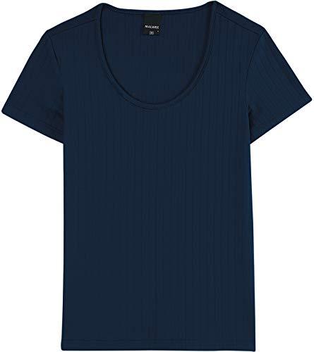 Camiseta Canelada Em Viscose, Malwee, Feminino, Azul Marinho, PP