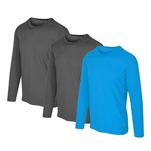Kit com 3 Camisetas Proteção Solar Uv 50 Ice Tecido Gelado - Slim Fitness - Cinza - Cinza – Verde Agua - GG