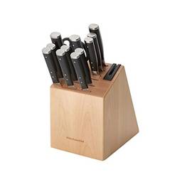Kit de facas KitchenAid Gourmet, com afiador embutido e bloco de madeira, 14 peças