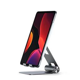 Satechi R1 Alumínio Multi-Ângulo Dobrável Tablet Band - Compatível Com 2020/2018 Ipad Pro, 2020 Ipad Air, Iphone 12 Pro Max / 12 Mini / 12, 11 Pro Max / 11 Pro, Xs Max / Xs / Xr / X, 8 Plus / 8 (Cinza