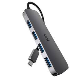 uni Hub USB C para USB 4 portas, adaptador USB de alumínio tipo C para USB com 4 portas USB 3.0, adaptador hub Thunderbolt 3 para multiportas USB 3.0 para MacBook Pro/Air 2020/2019, iPad Pro, Dell, Chromebook e mais