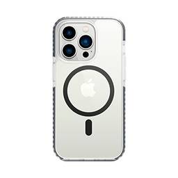 Geonav Capa protetora Impact Pro iPhone 14 Pro Max, TPU flexível nas extremidades, Compatível com o sistema de imãs MagSafe®, IPI14PMSG, Transparente/Cinza Escuro