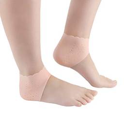 SUPVOX 1 par de meias protetoras de calcanhar de gel de silicone para fascite plantar, calcanhar almofadado, manga para os pés, palmilha invisível com aumento do calcanhar