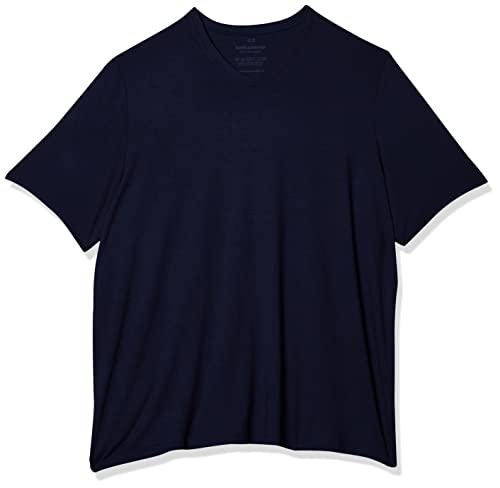 Camiseta Modal Gola V Super Masculina; basicamente; Marinho G1