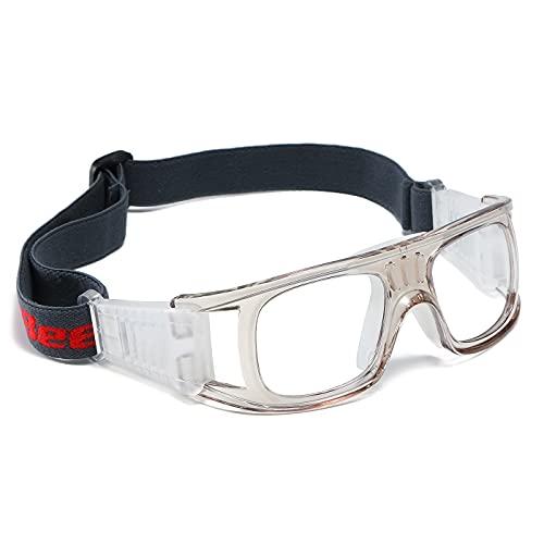 Óculos de esportes profissionais Óculos de proteção de segurança Óculos de basquete para homens e juventude Moldura quadrada com alça ajustável para basquete Futebol Voleibol Hóquei Rúgbi Quadro transparente azul preto