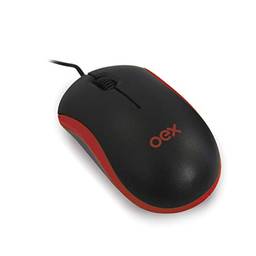 Mouse Óptico Mini MS103, Preto e Vermelho, OEX, 51.3703